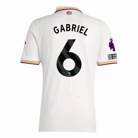 Fit For Action adidas Gabriel Men's Arsenal FC Third Jersey 25/26 w/ NRFR   EPL Patches (White/Burgundy)