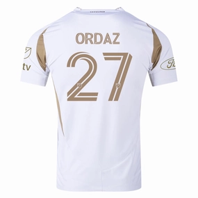 adidas Nathan Ordaz LAFC Authentic Away Jersey w/ MLS   Apple   Ford Logo 25/26 (White/Gold) Performance Optimized Weave Sport Inspired