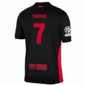 Nike Barcelona Ferran Torres Away Jersey w/ Champions League Patches 24/25 (Black/University Red/Hyper Royal) Soft Binding Edges