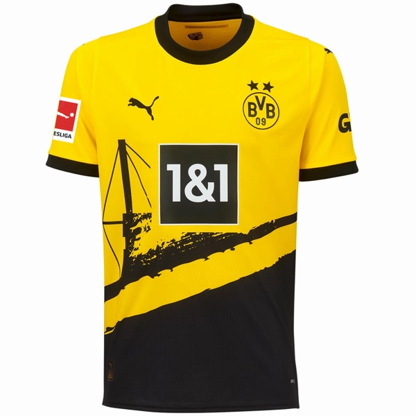 Recycled Material Blend Soft Touch Interior Puma Borussia Dortmund Emre Can Home Jersey w/ Bundesliga Patch 23/24 (Cyber Yellow/Puma Black)