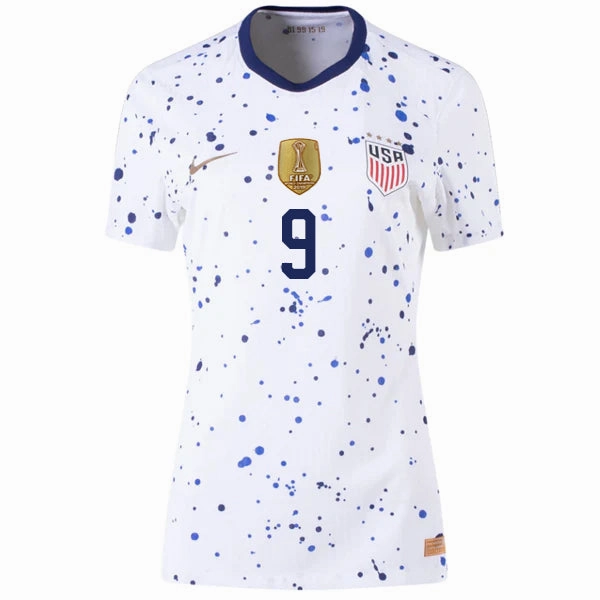 Nike Womens United States Savannah Demelo 4 Star Authentic Match Home Jersey 23/24 w/ 2019 World Cup Champions Patch (White/Loyal Blue) Non Restrictive Armholes