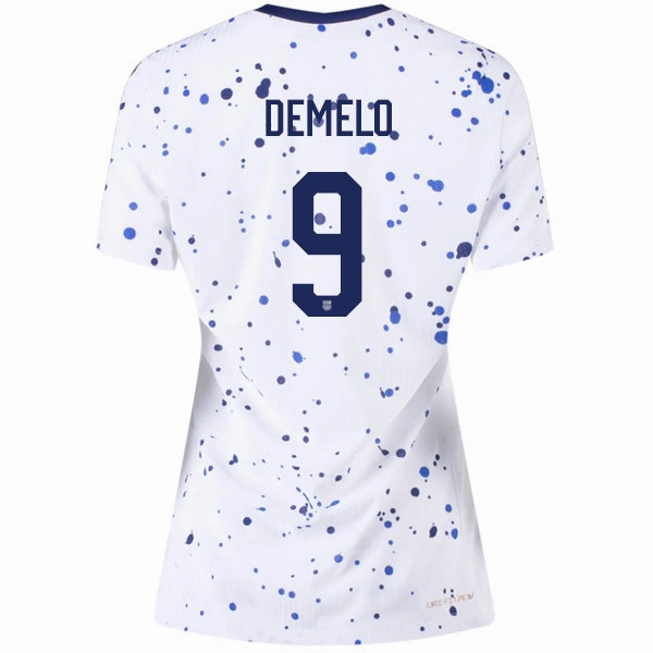 Nike Womens United States Savannah Demelo 4 Star Authentic Match Home Jersey 23/24 w/ 2019 World Cup Champions Patch (White/Loyal Blue) Street Fashion Dynamic Wear