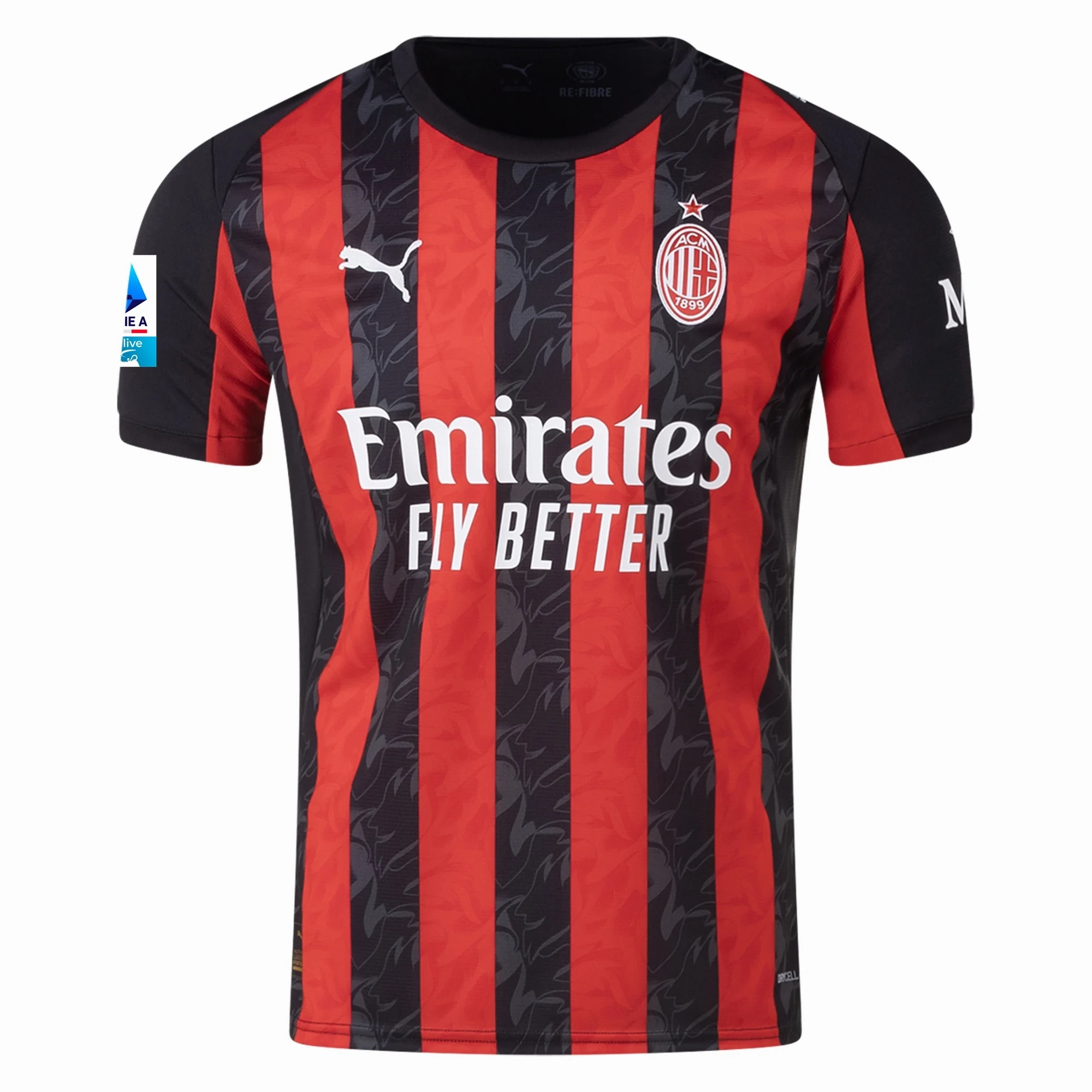 Mesh Design Vivid Pattern Puma AC Milan Home Jersey w/ Serie A Patch 25/26 (Red/Black)