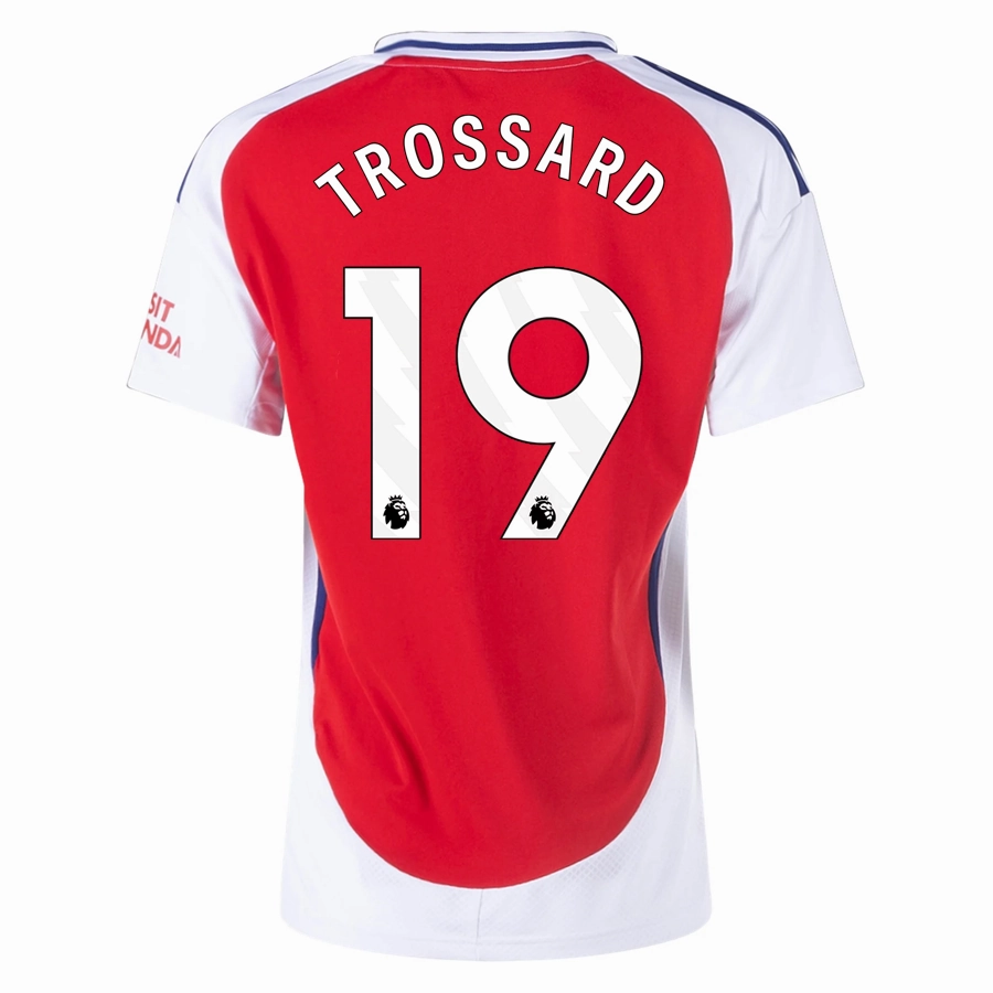 adidas Womens Arsenal Leandro Trossard Home Jersey 24/25 (Better Scarlet/White) Athletic Collar Style Non Restrictive Mobility Cut