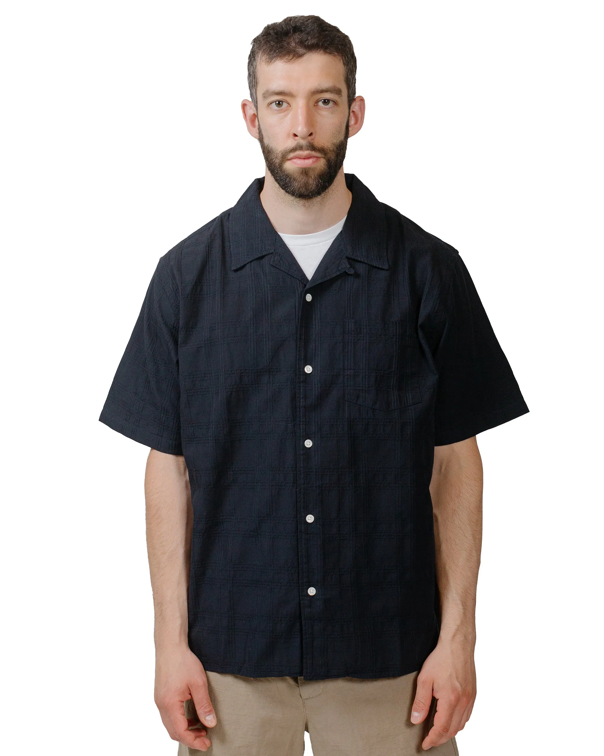 Norse Projects Carsten Relaxed Dobby Check Shirt Dark Navy No Bulk Layering System