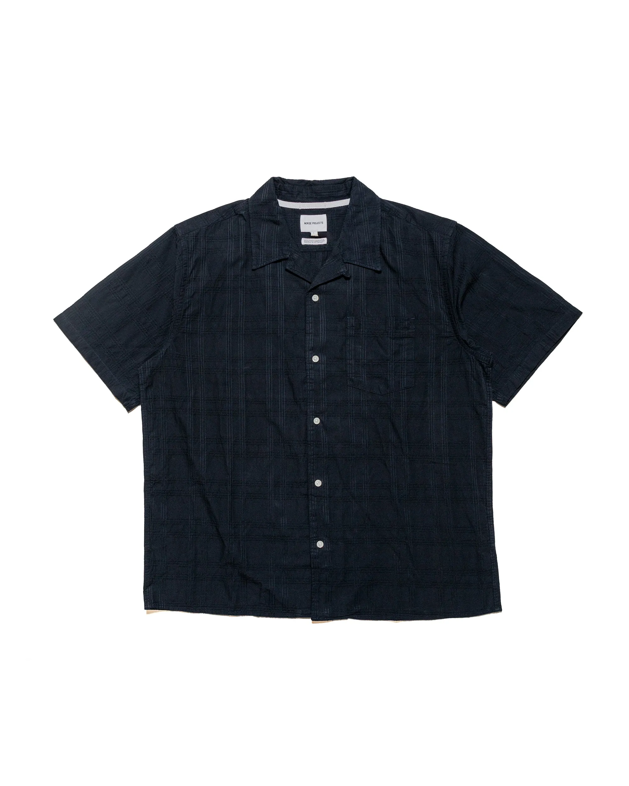 Loose style Norse Projects Carsten Relaxed Dobby Check Shirt Dark Navy