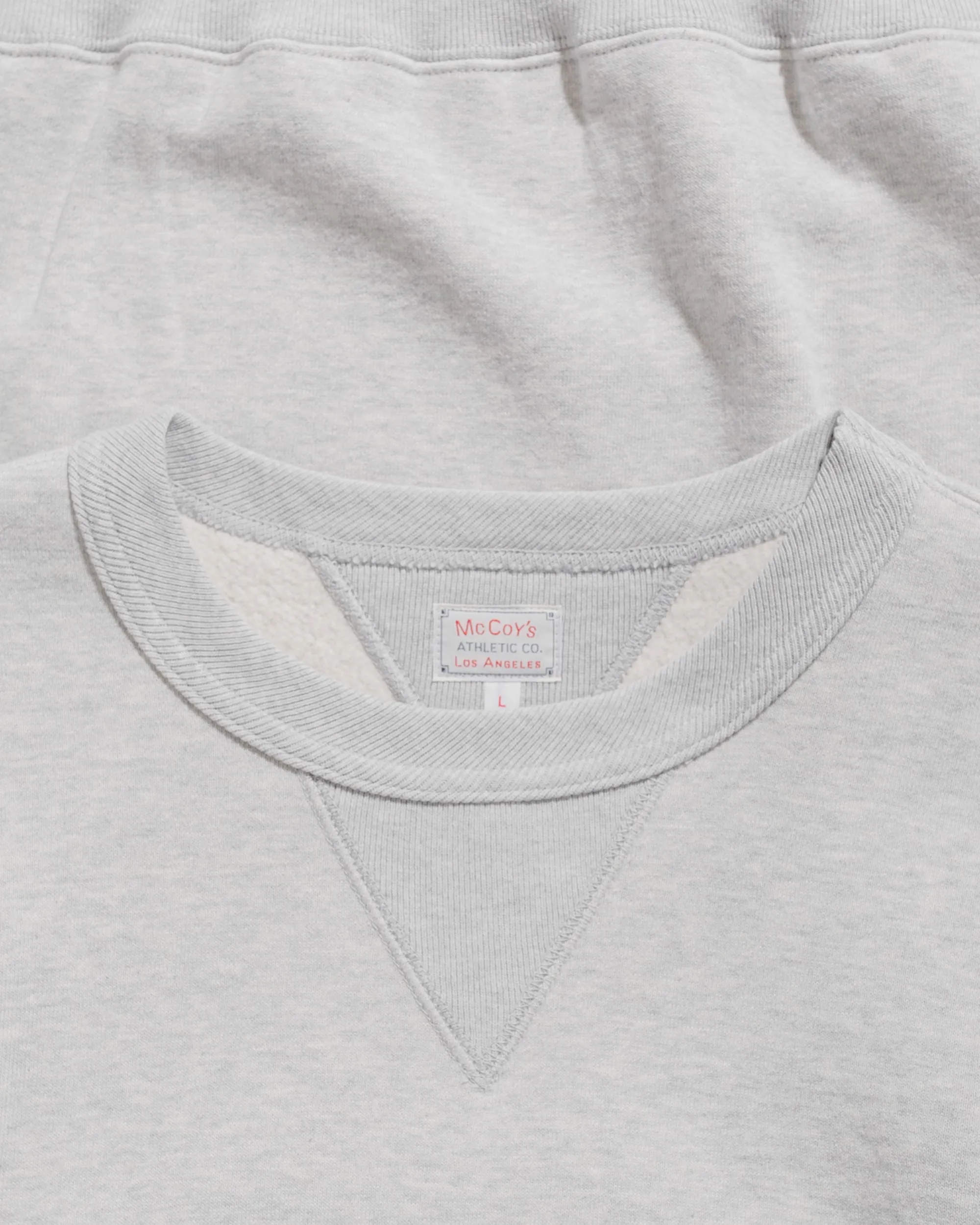 Layer Chic Outdoor Essential The Real McCoy??s MC24113 10 Oz. Loopwheel Crewneck Sweatshirt Snow Gray