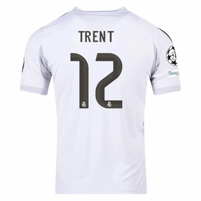 adidas Trent Alexander-Arnold Real Madrid 25/26 Home Jersey w/ Champions League Patches (White) Stretch Material Slim Fit Design