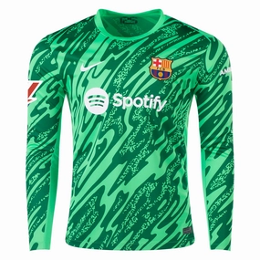 Ultra Soft Texture Nike Barcelona Goalkeeper Jersey w/ La Liga Patch 24/25 (Green Spark/Pine Green/White)