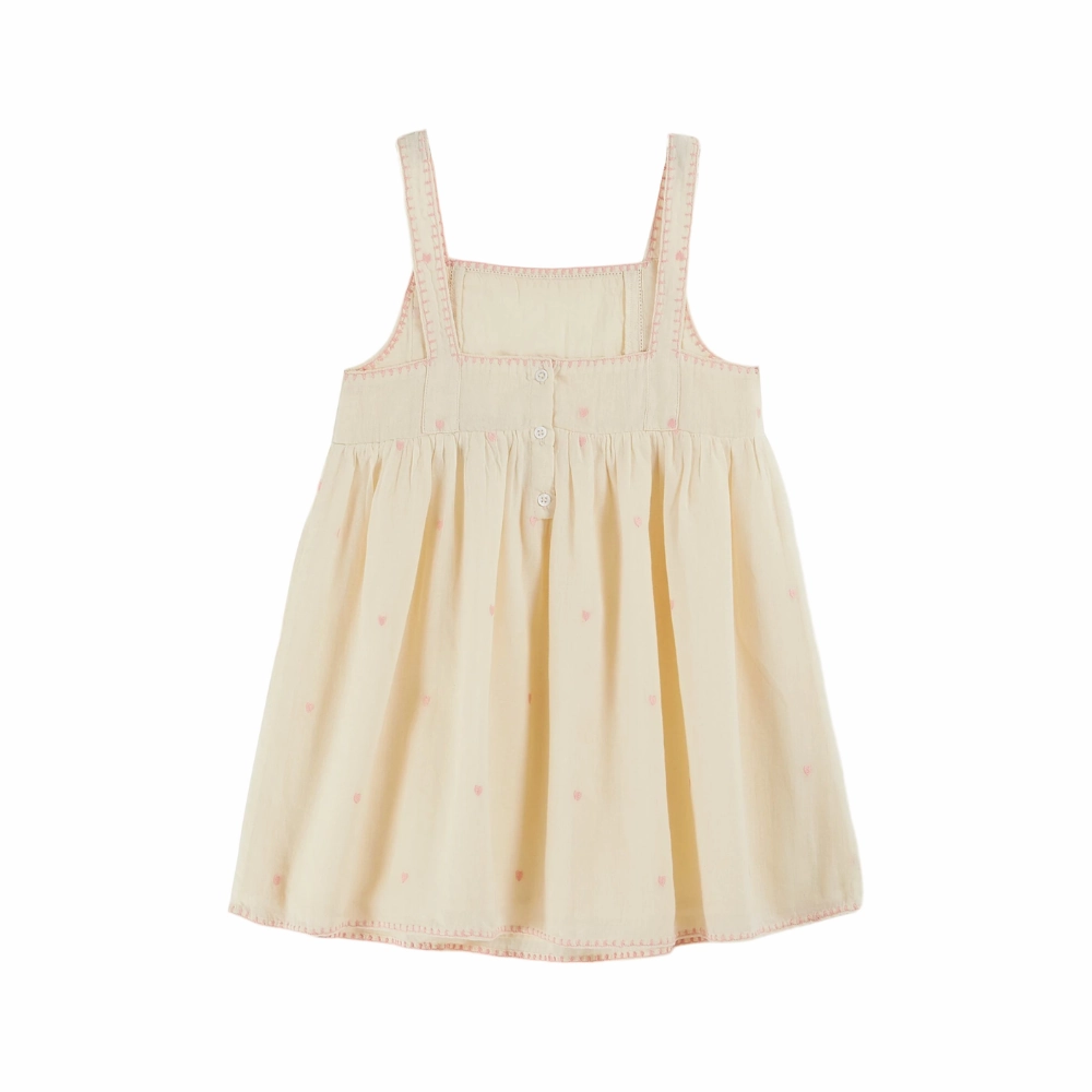 Trendy Wearable Emile et Ida Heart Embroidered Dress, Ecru