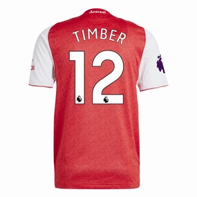 adidas Jurrien Timber Arsenal FC Authentic Home Jersey 25/26 w/ EPL Patch (Better Scarlet/White Unisex Design