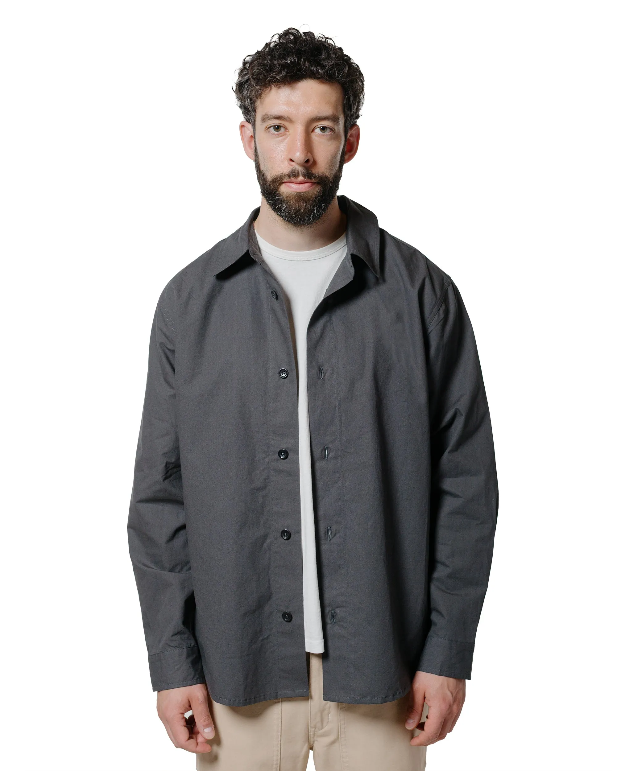 Seamless Side Panels James Coward Filter Shirt Charcoal Cotton Washi