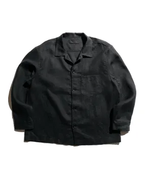 Cultural Inspired Geometric Print James Coward Travail Shirt Black Welterweight Linen