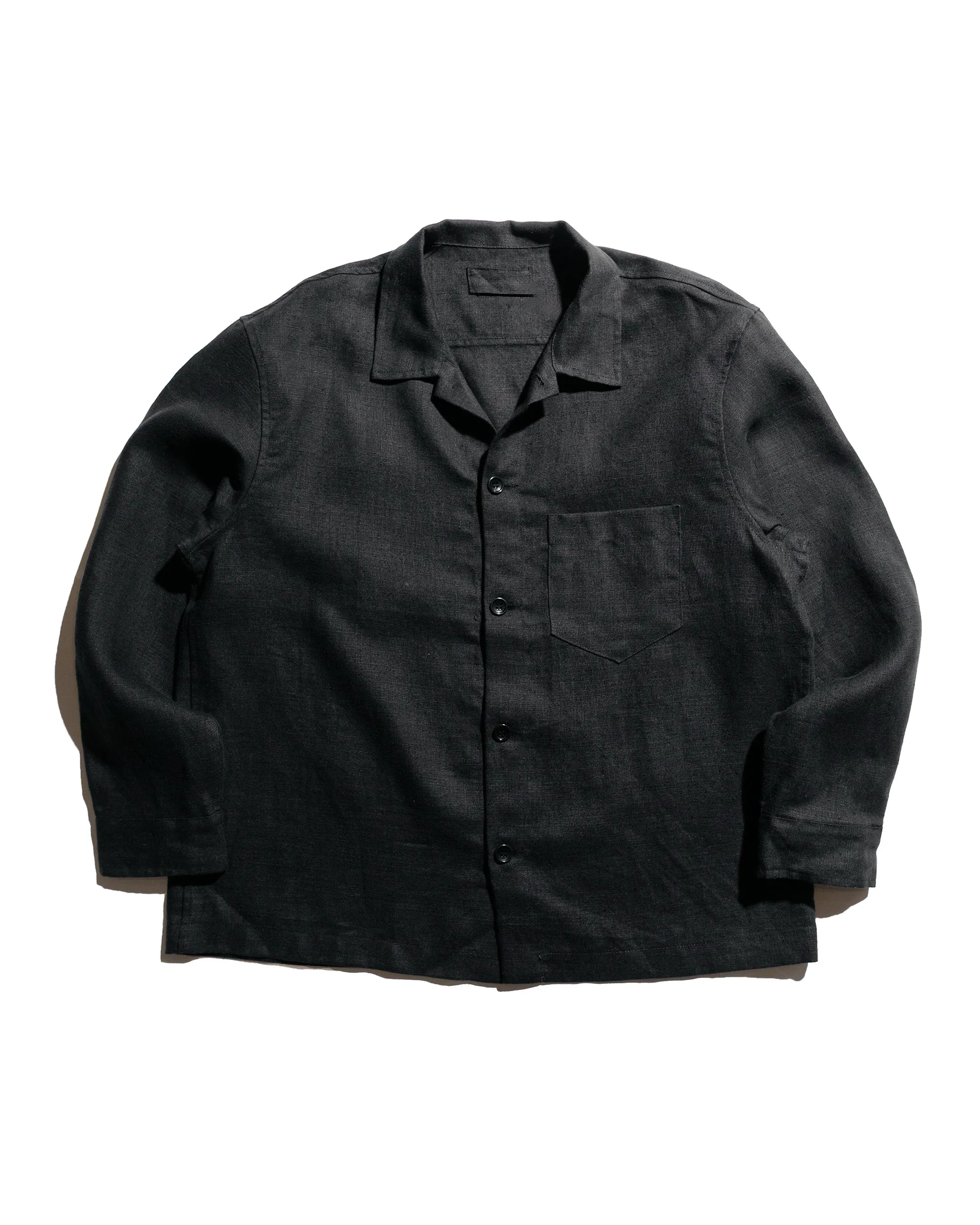 Cultural Inspired Geometric Print James Coward Travail Shirt Black Welterweight Linen