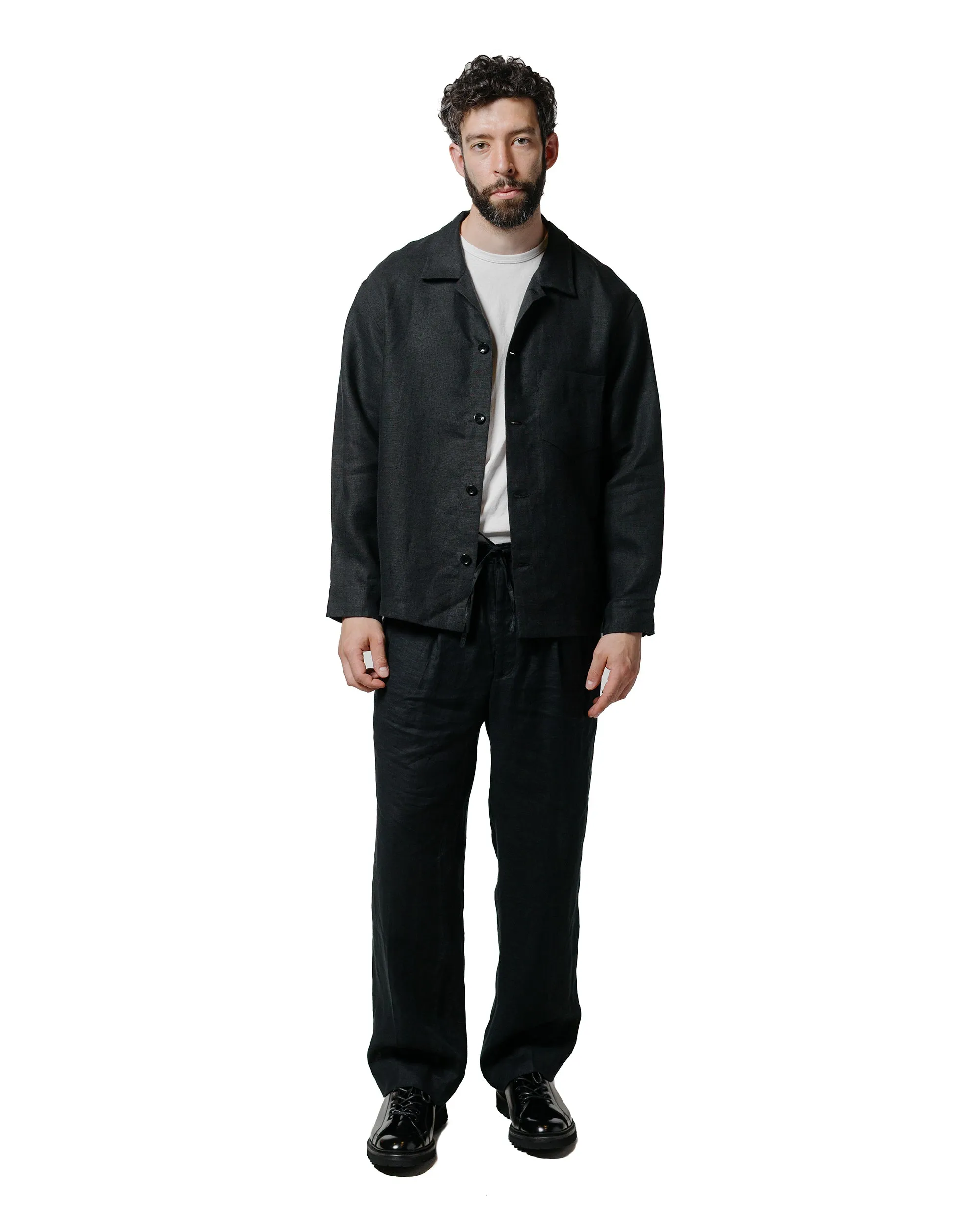 Cruise Collection Distressed finish James Coward Travail Shirt Black Welterweight Linen