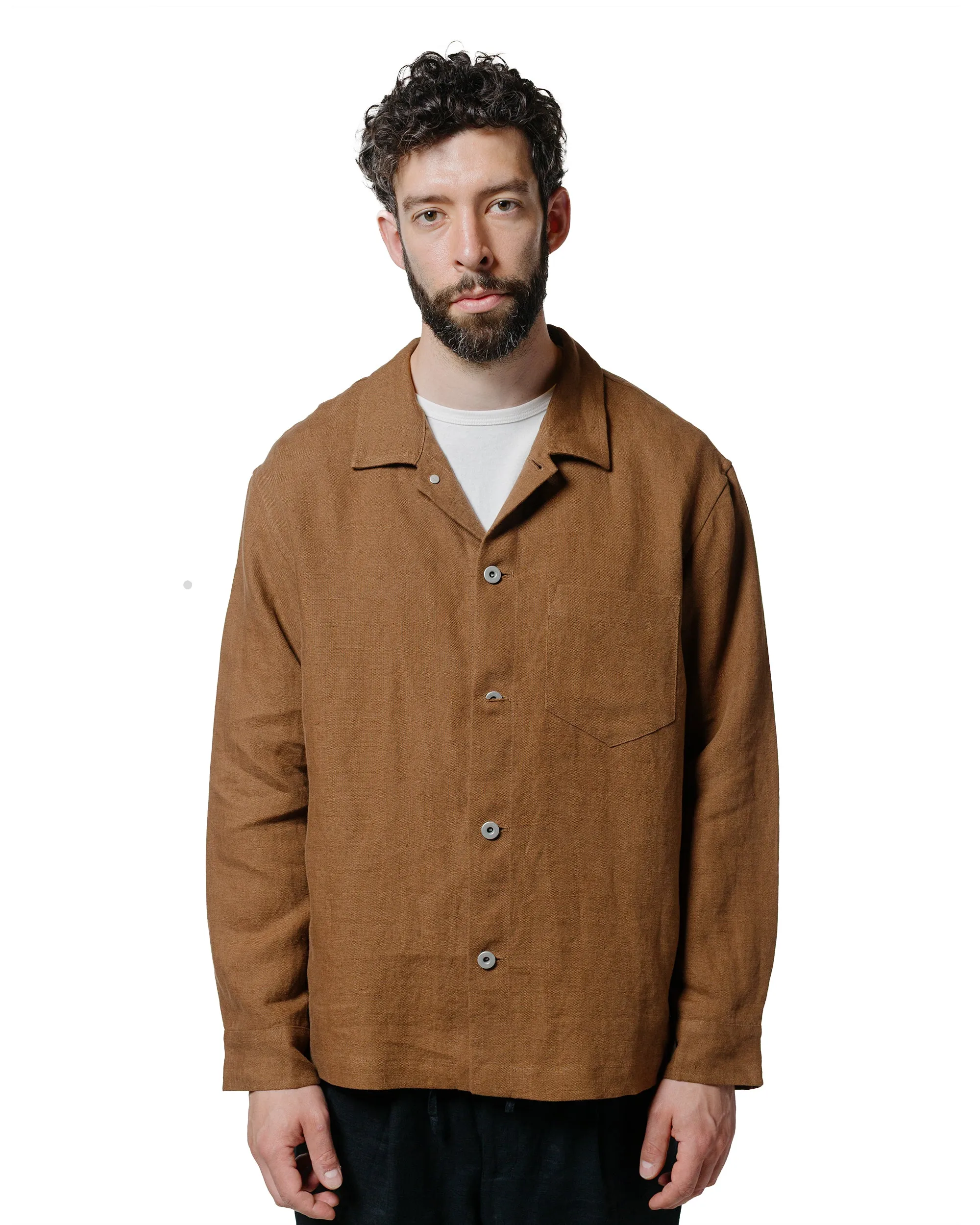 James Coward Travail Shirt Corsica Brown Welterweight Linen Teen Fashion