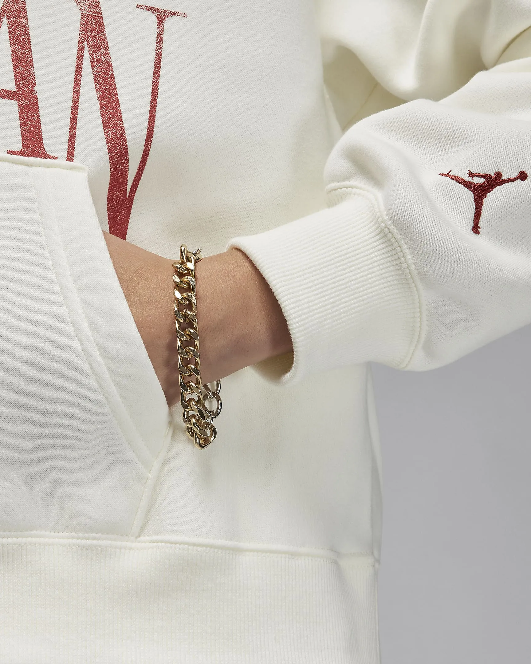 Jordan "Brooklyn Fleece Pullover Hoodie" W - Sail / Red OekoTexCertified