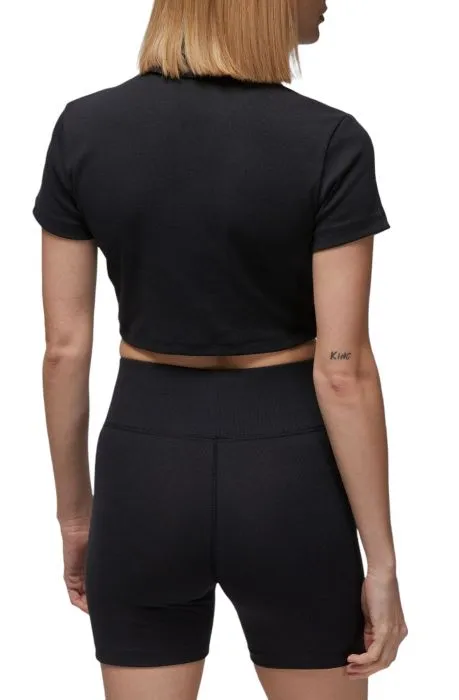 Jordan "Collared Polo Crop Top" W - Black AntiPilling Fabric Comfortable Outfit