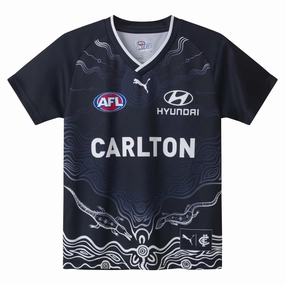 Junior's AFL Carlton Blues Football Club 2025 Replica Warm Up Top Tear Resistant Fabric Weave