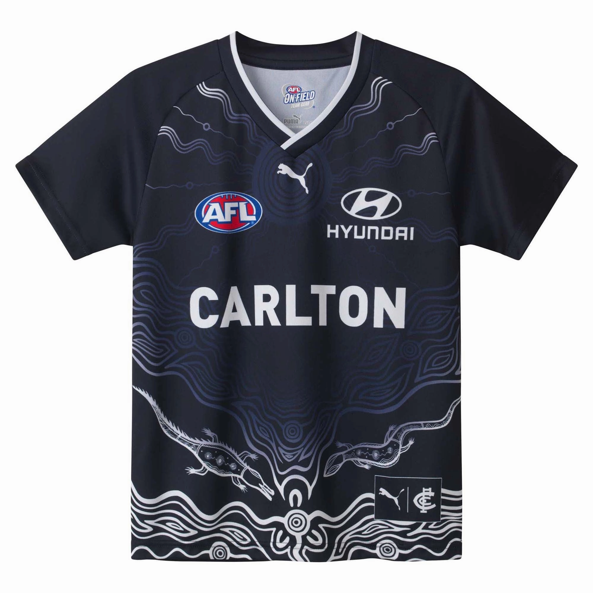 Any Move Junior's AFL Carlton Blues Football Club 2025 Replica Warm Up Top