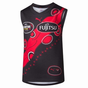 Junior's AFL Essendon Bombers Football Club 2025 Dreamtime Replica Jersey Sleek lines Stretchable Armholes