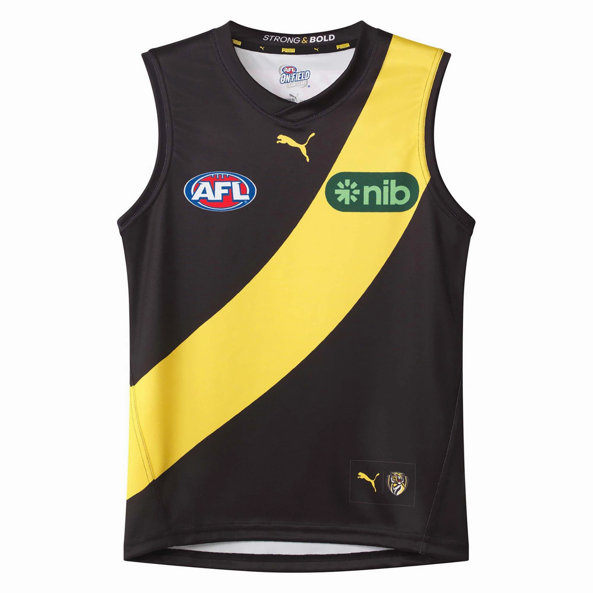 Antibacterial Fiber Blend Junior's AFL Richmond Tigers Football Club 2024 Replica Home Jersey