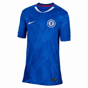 Junior's Chelsea FC 2025/26 Soccer Stadium Home Jersey Breathable Mesh Panels Essential Fit