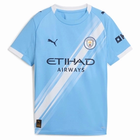 Junior's Manchester City FC 2025/26 Home Replica Soccer Jersey UV Protection Finish Airflow Optimized