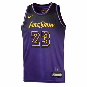 Junior's NBA Los Angeles Lakers Lebron James 2024/25 City Edition Swingman Jersey Yarn Dye Technique