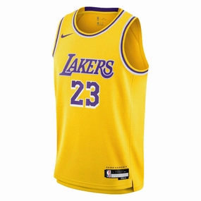 Stretch Fabric Technology Flexible Shoulder Gusset Junior's NBA Los Angeles Lakers LeBron James Icon Swingman Jersey
