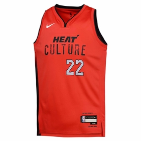 Junior's NBA Miami Heat Jimmy Butler 2024/25 City Edition Swingman Jersey Non Restrictive Mobility Cut Four Way Stretch