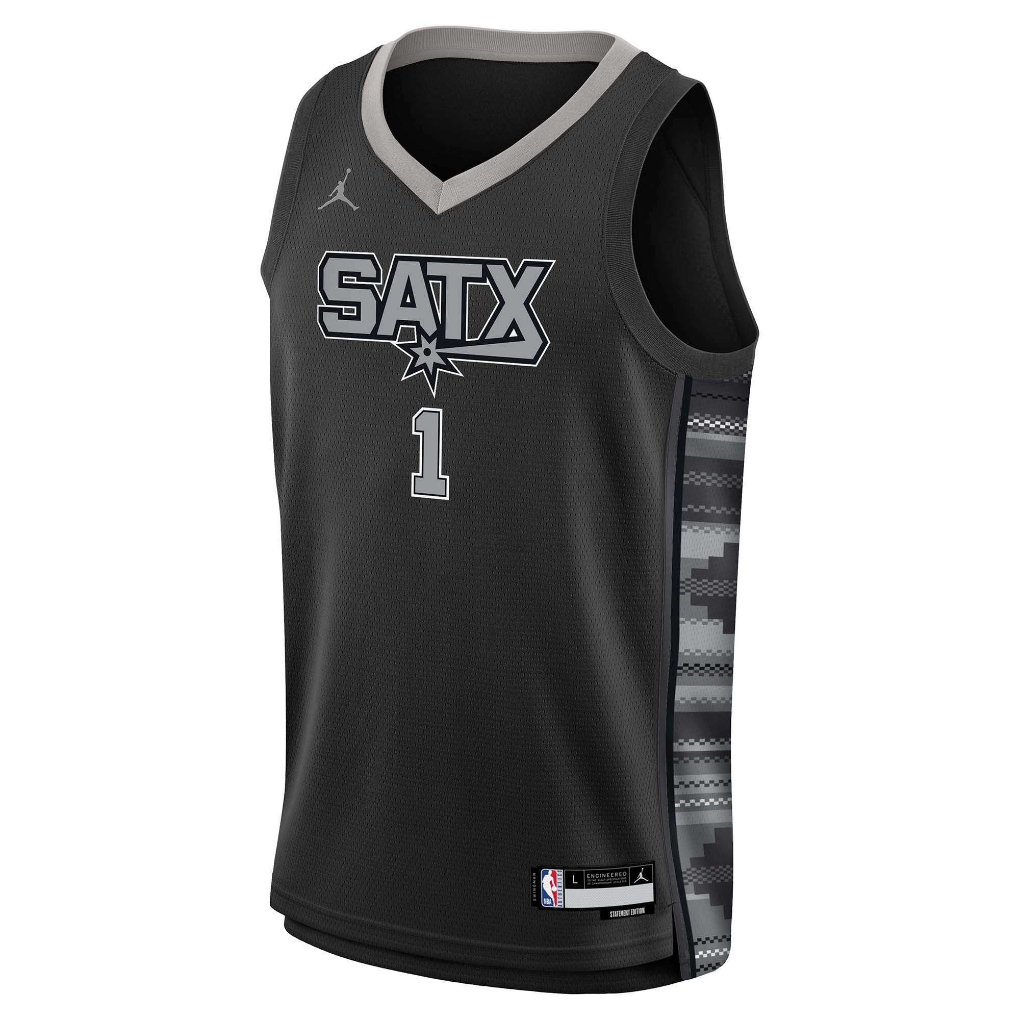 Soft touch finish Sport Flex Junior's NBA San Antonio Spurs Victor Wembanyama Statement Swingman Jersey