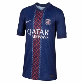 Multi Directional Flex Easy Care Material Junior's Paris Saint-Germain 2025/26 Stadium Home Soccer Replica Jersey