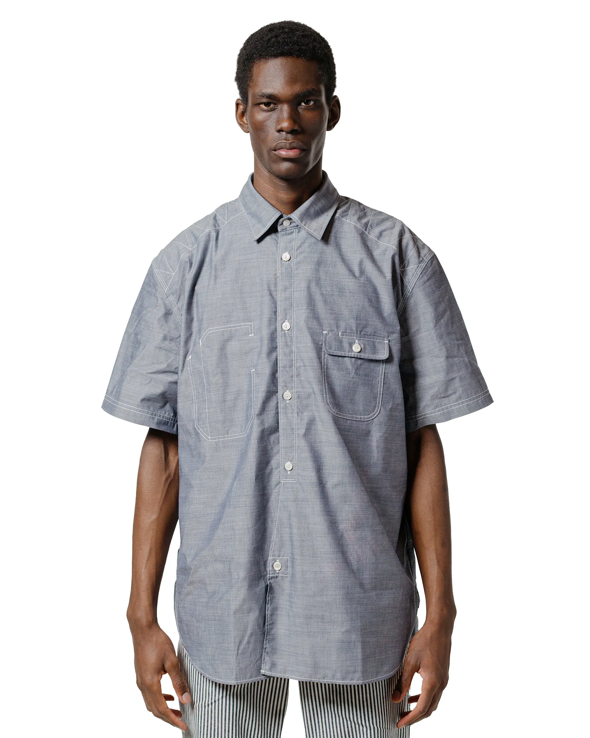 Junya Watanabe MAN Chambray Shirt Grey Breathable Lining Durable Quality