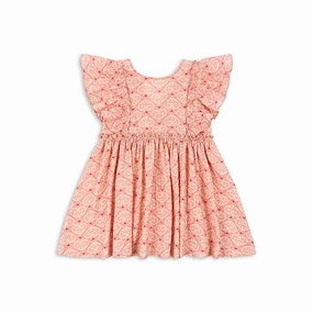 Polished Style Konges Sloejd Ava Bow Dress Gots, Lacy Pink