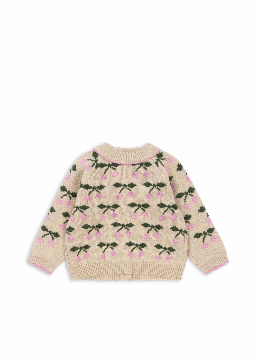 understated look Konges Sloejd Belou Knit Collar Cardigan, Cherry