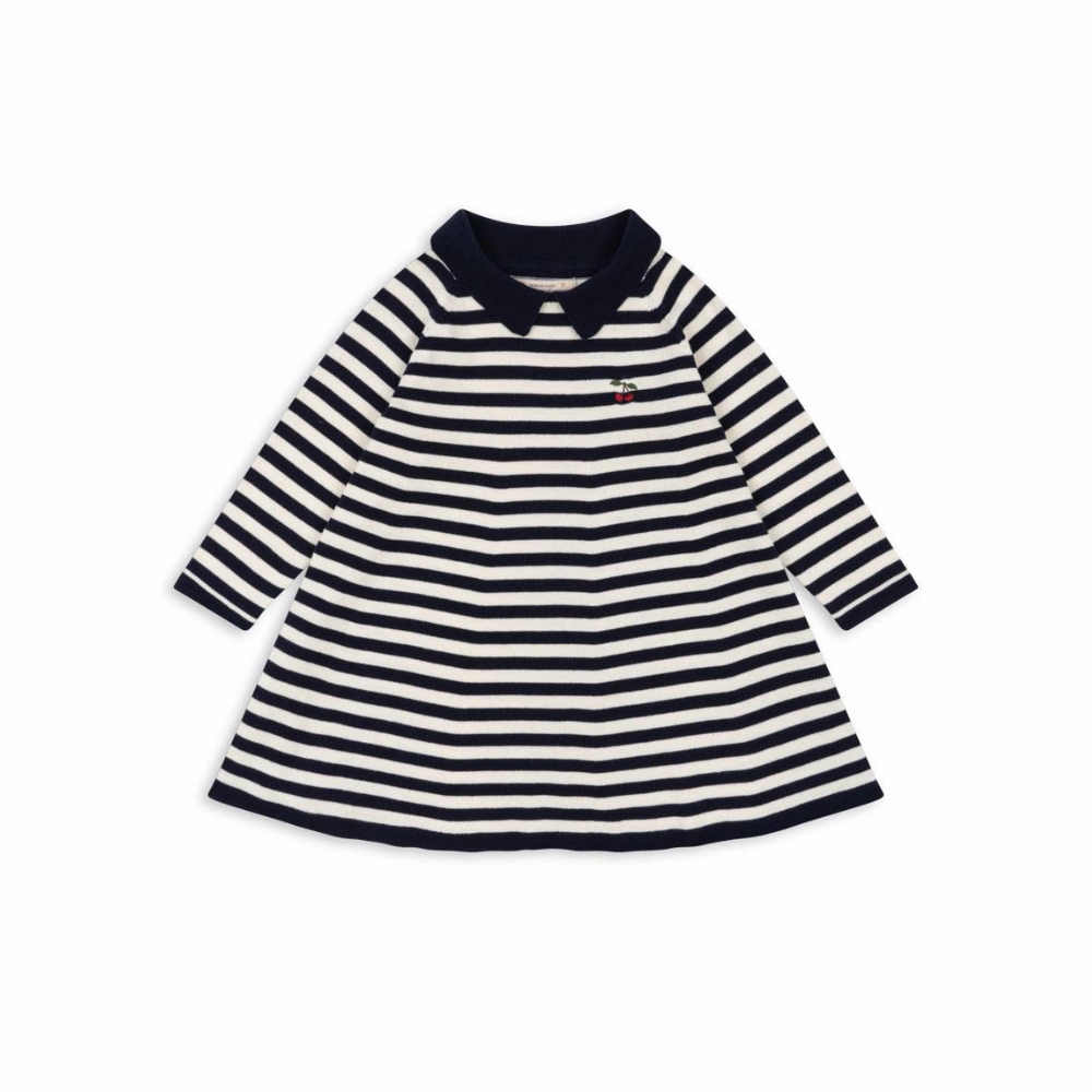 Simple Elegance Comfortable fit for outings Konges Sloejd Venton Knit Dress Gots, Navy Stripe