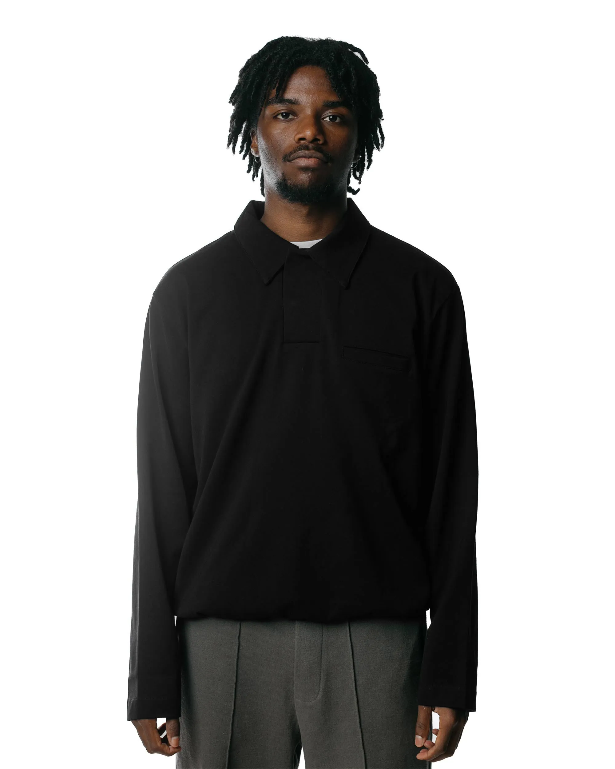 Comfort-First Pastel Shade Lady White Co. L/S Richmond Polo Black