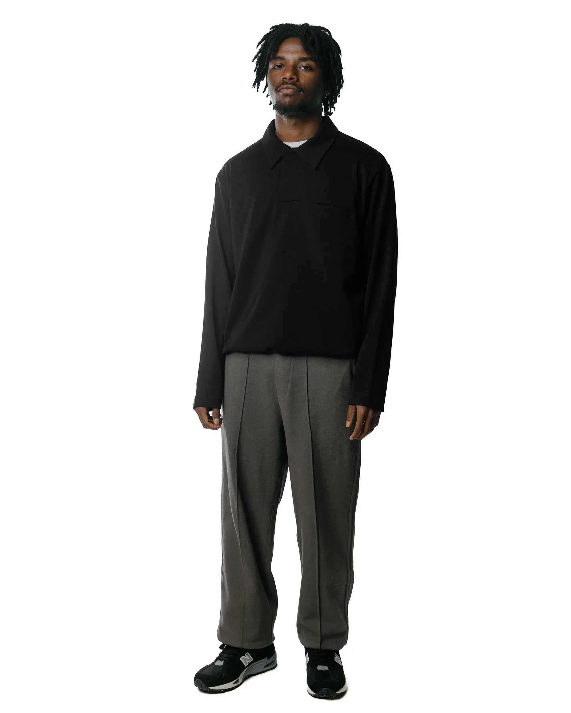 Unisex Option Subtle design Lady White Co. L/S Richmond Polo Black