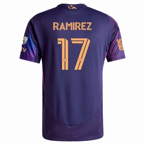 Casual Performance Compression Fit Engineering adidas Christian Ramirez LA Galaxy Authentic Away Jersey w/ MLS   Apple TV   RBC Sponsor 25/26 (Purple)