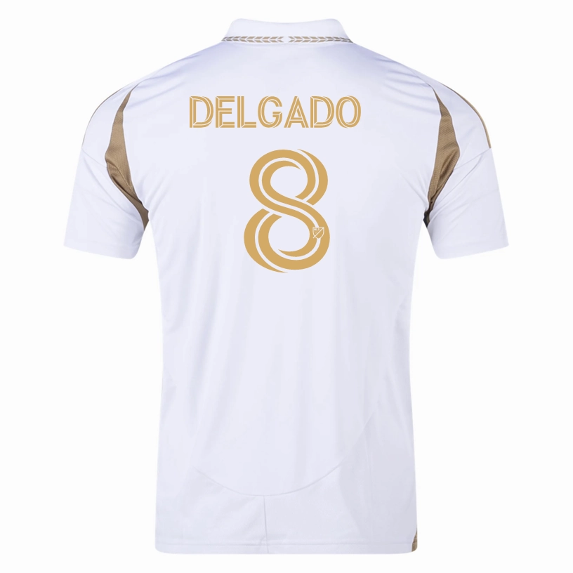 Non Chafing Seam Placement Anti Pilling Process adidas Mark Delgado LAFC Away Jersey 25/26 (White/Gold)
