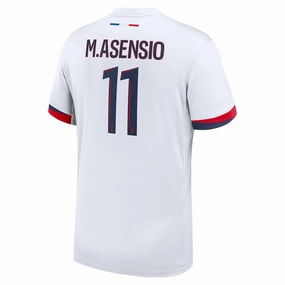 Quick Dry Technology Antibacterial Fiber Blend Nike Paris Saint-Germain Marco Asensio Away Jersey 24/25 (White/Midnight Navy)