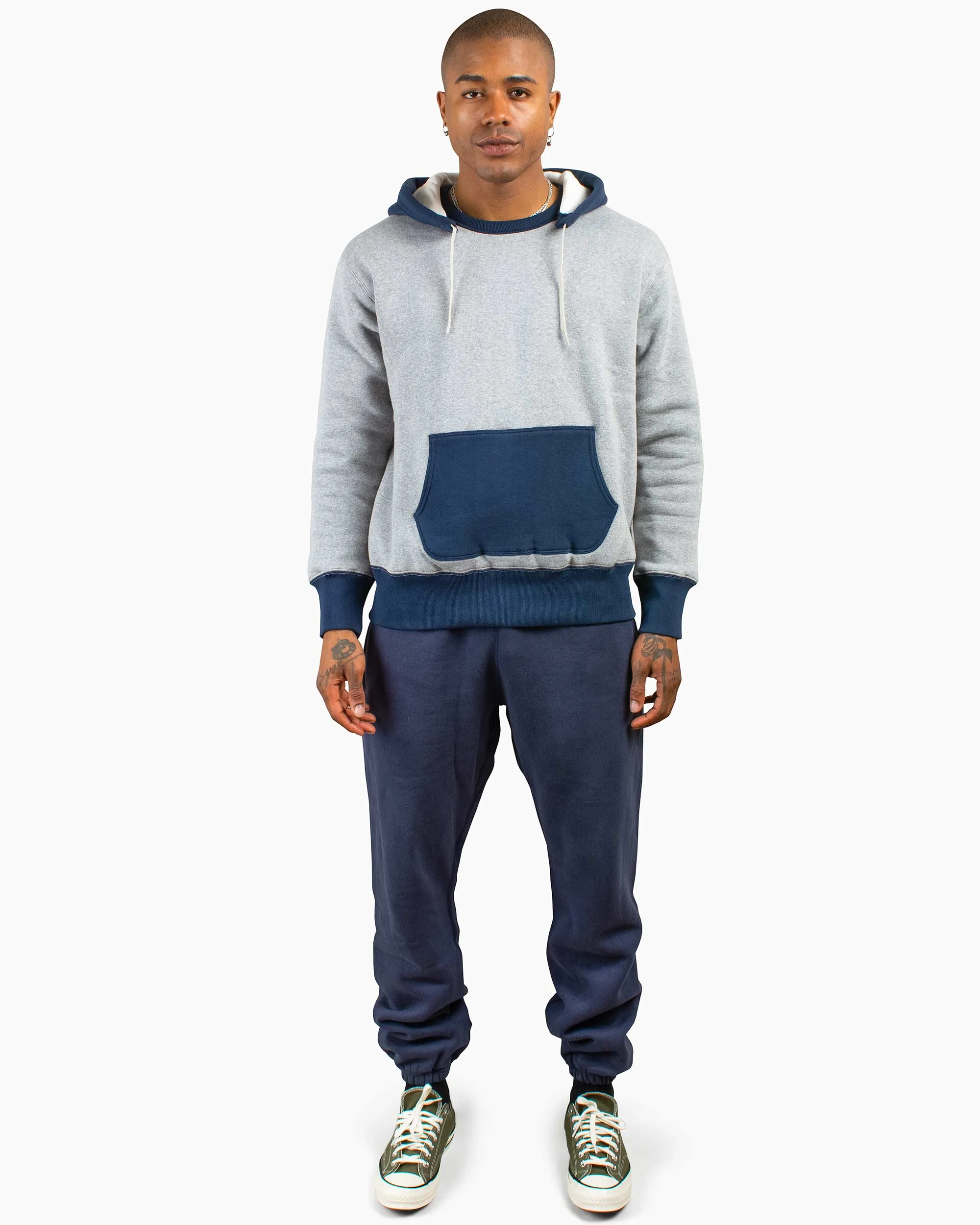 The Real McCoy's MC20119 Double Face After-Hooded Sweatshirt Grey/Navy Bow Accents product bow cuteness