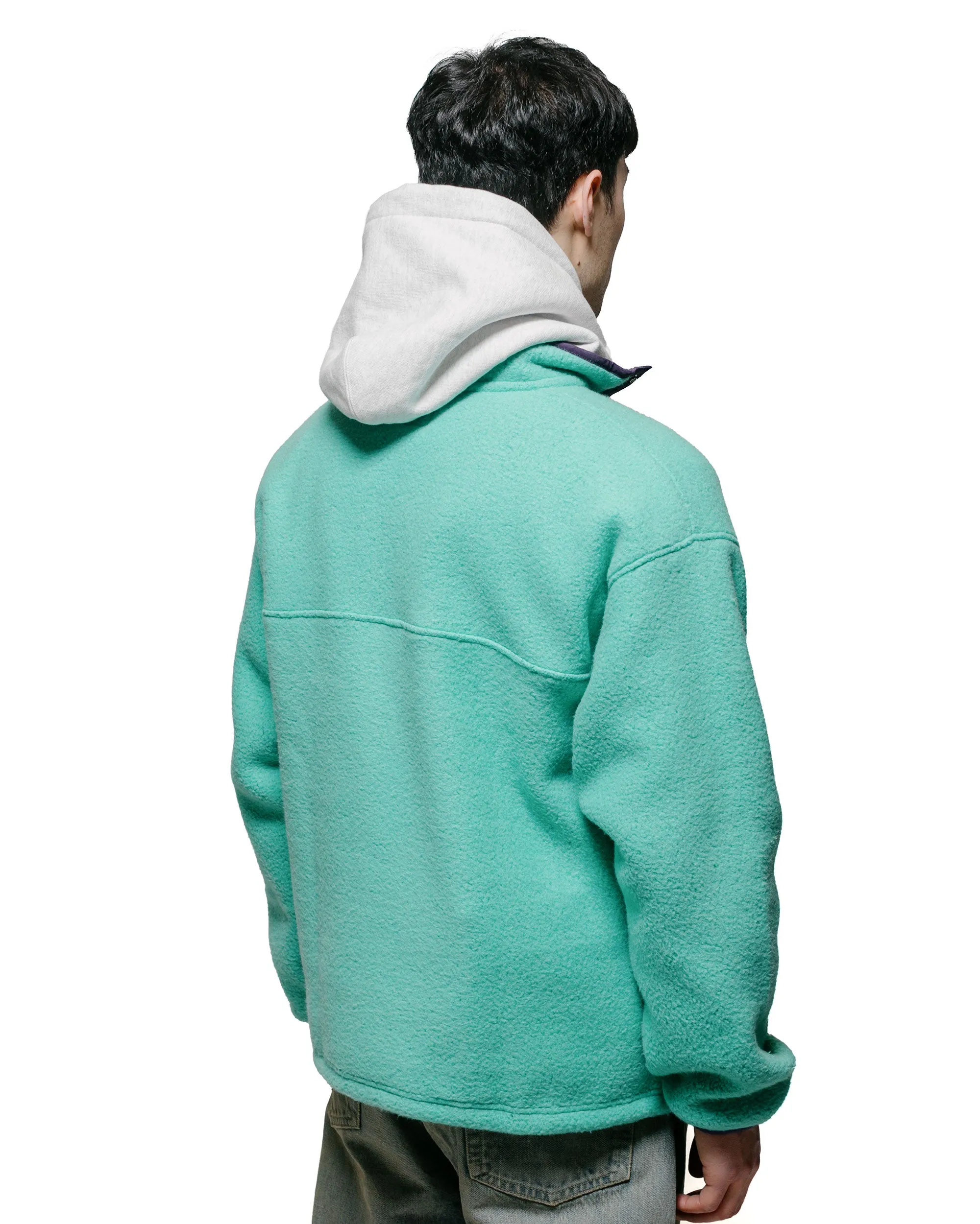 Relaxed Fit The Real McCoy's MJ23114 Snap Front Pull-Over Fleece Teal