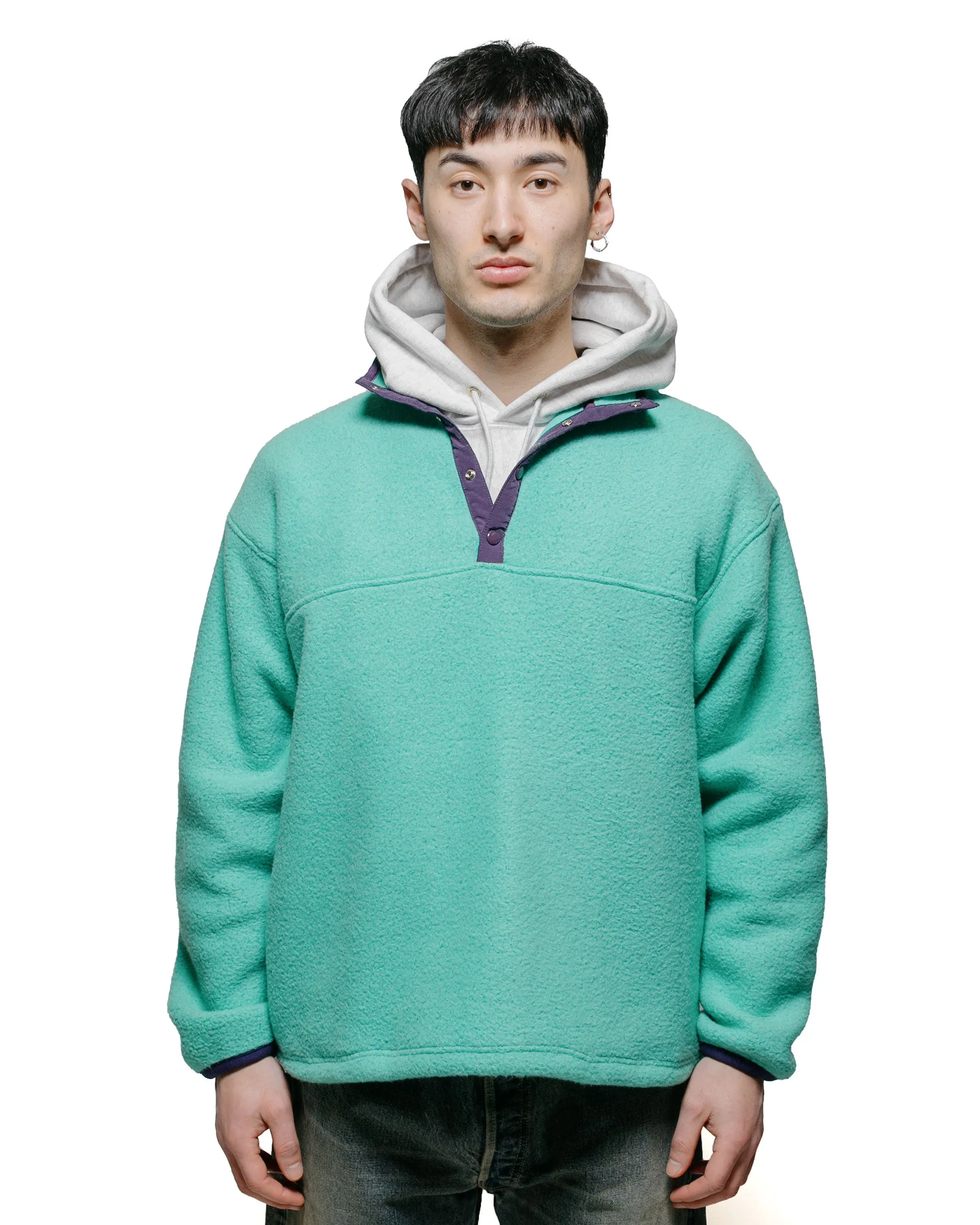 Core Fit product sporty appeal The Real McCoy's MJ23114 Snap Front Pull-Over Fleece Teal