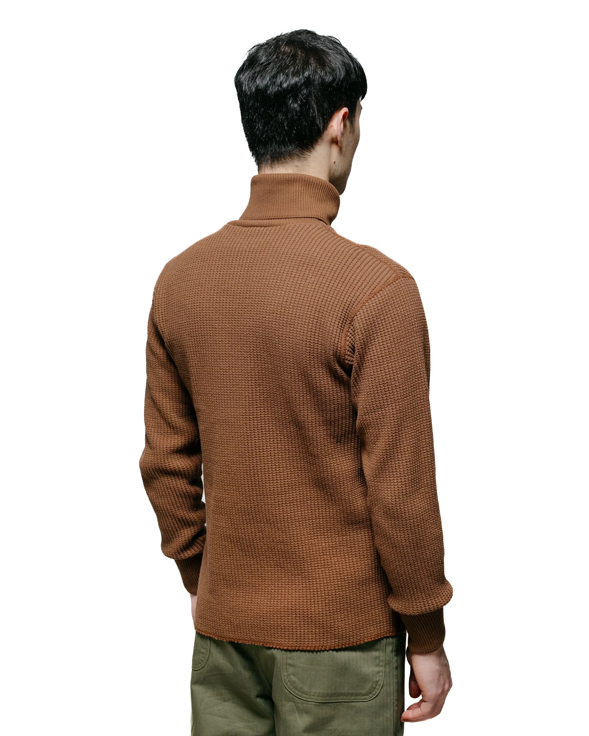 The Real McCoy's MC23110 High Neck Thermal Shirt Brown Popular Gym Essential