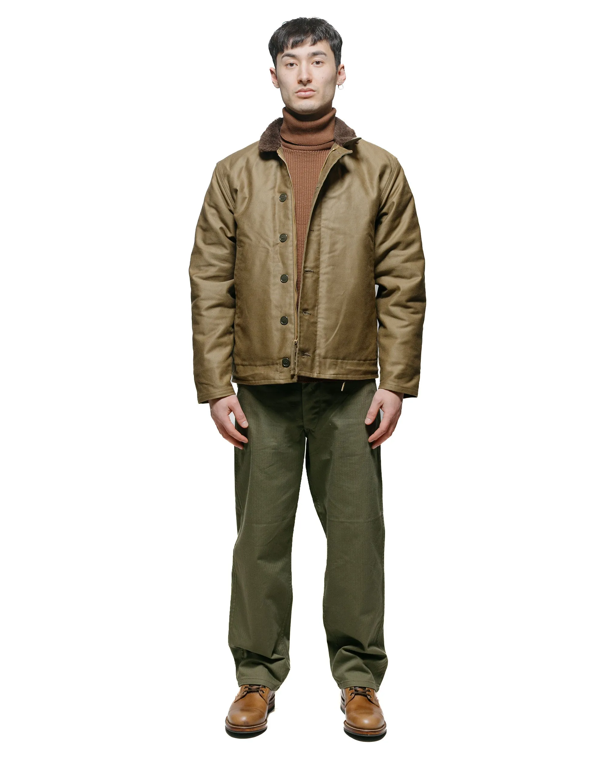 anti shrinking The Real McCoy's MC23110 High Neck Thermal Shirt Brown
