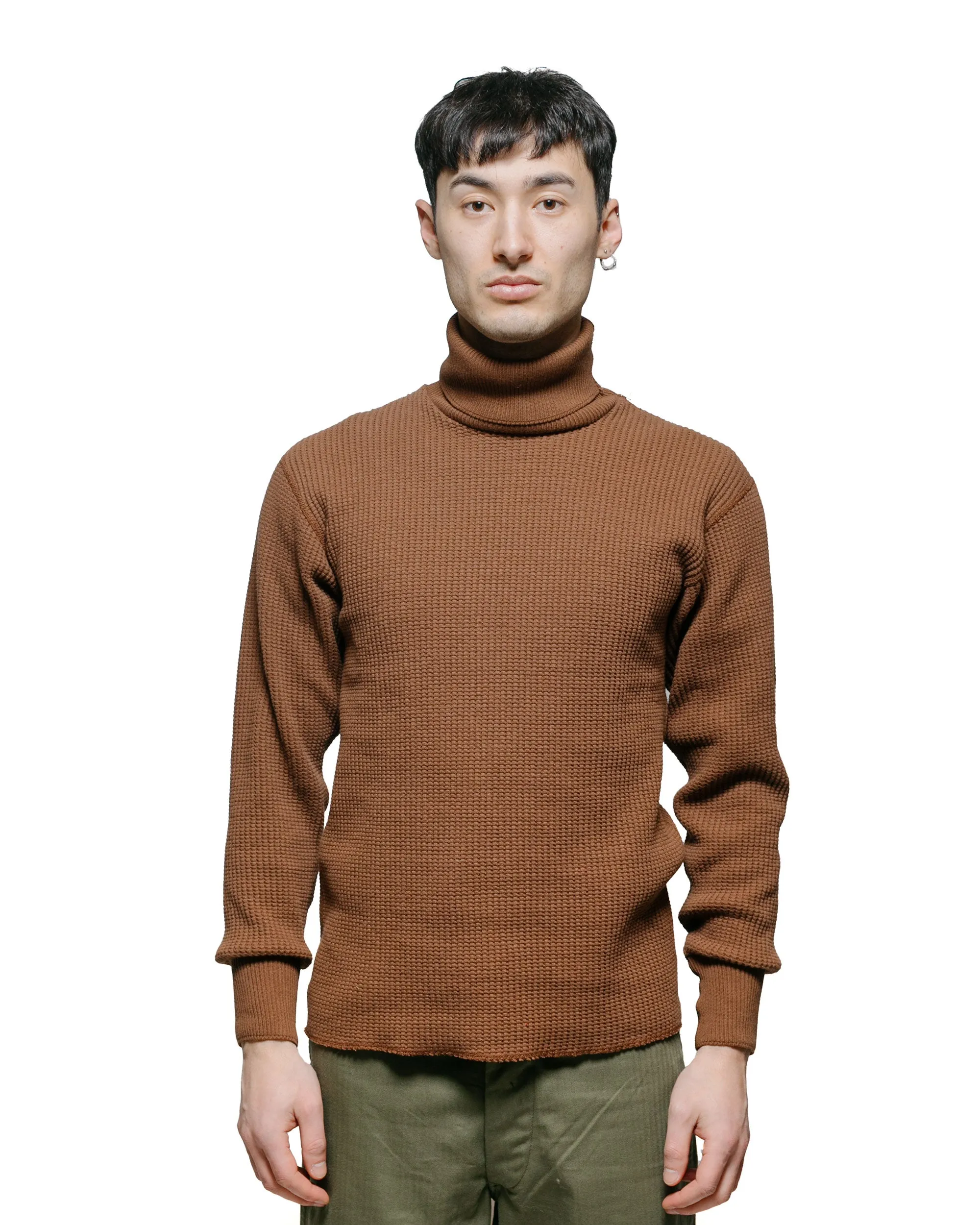 Casual apparel The Real McCoy's MC23110 High Neck Thermal Shirt Brown
