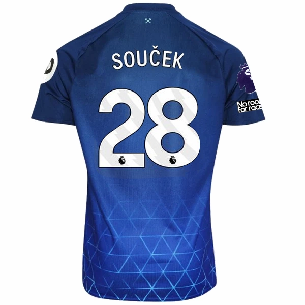 Umbro West Ham Tomas Soucek Third Jersey w/ EPL   No Room For Racism Patches 23/24 (Navy/Sky Blue) warm weather Double Stitched Hem