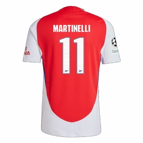 Performance Driven Design Comfort Collar Design adidas Arsenal Authentic Gabriel Martinelli Home Jersey w/ Champions League Patches 24/25 (Better Scarlet/White)